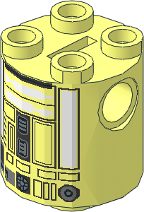 Cylinder  2 x  2 x  2 Robot Body with Silver Lines and White and Silver Pattern (Astromech Droid)