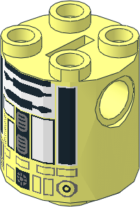 Cylinder  2 x  2 x  2 Robot Body with White and Black Pattern (R2-Q2)