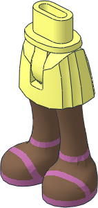 Figure Friends Hip And Legs with Short Skirt with Medium Brown Legs and Metallic Pink Ankle and Foot Strap Sandals Pattern