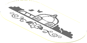 Sticker  1.8 x  3.8 Oval with Botanical Garden Sketch