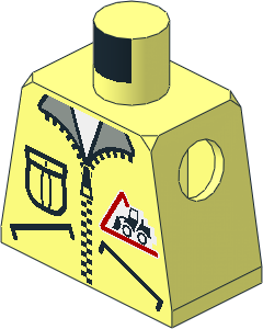 Minifig Torso with Zipper Jacket, Pockets and Bulldozer Logo Pattern