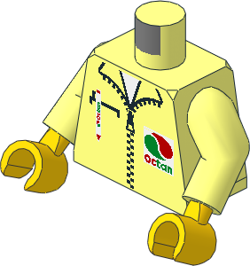 Minifig Torso with Arms and Hands with Zipper Jacket, Pen and Octan Logo Pattern