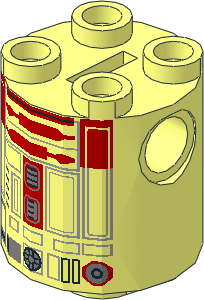 Cylinder  2 x  2 x  2 Robot Body with Red Pattern (R4-P22)