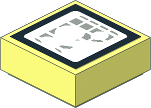 Tile  1 x  1 with Light Grey Stripes on White Background with Reflection Areas with Black Border Sticker