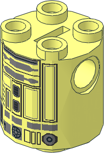 Cylinder  2 x  2 x  2 Robot Body with Silver Lines Pattern (R3-S1, R2-BHD)