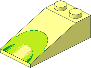 Slope Brick 18  4 x  2 with Lime and Green Semi-Circles Pattern
