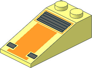Slope Brick 18  4 x  2 with Orange and Grey Rectangles Pattern