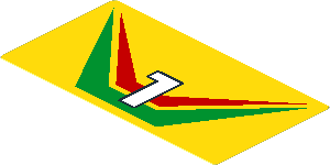 Sticker  1.9 x  3.5 with White "1" and Red an Green Stripes