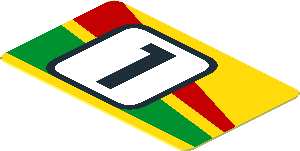 Sticker  0.9 x  1.5 with Black "1" in White Square and Red an Green Stripes - Right Side