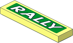 Tile  1 x  4 with White "RALLY" on Green Sticker