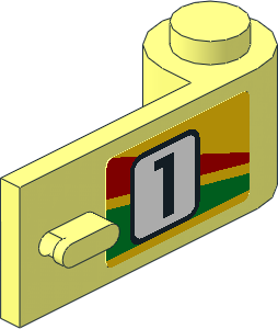 Door  1 x  3 x  1 Right with Black "1" in White Square and Red an Green Stripes Sticker