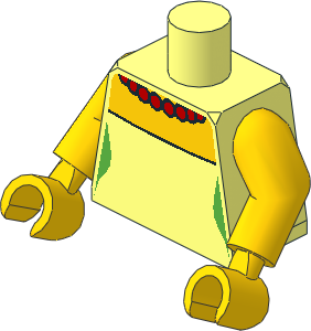 Minifig Torso with Arms and Hands with Dress and Red Beads Necklace Pattern