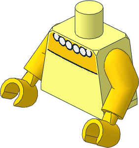 Minifig Torso with Arms and Hands with Yellow Chest and White Beads Necklace Pattern