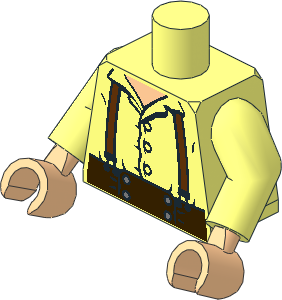 Minifig Torso with Arms and Hands with LOTR Button Shirt with Braces Pattern