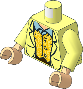Minifig Torso with Arms and Hands with LOTR Jacket and Yellow Vest Pattern