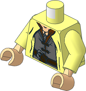 Minifig Torso with Arms and Hands with LOTR Coat, Dark Bluish Grey Shirt, Evenstar Pendant and Belt Pattern