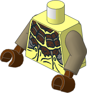 Minifig Torso with Arms and Hands with LOTR Orc Leather Armour Pattern