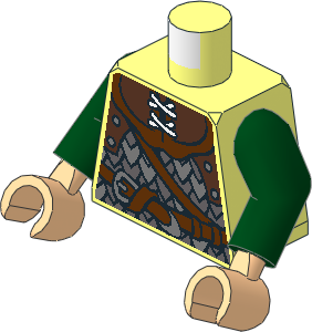 Minifig Torso with Arms and Hands with LOTR Scale Armour and Belt Pattern