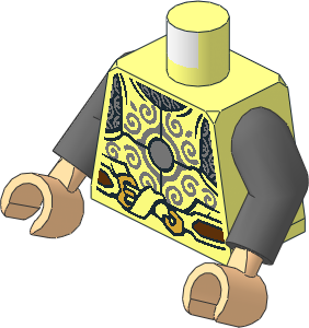 Minifig Torso with Arms and Hands with LOTR Armour, Brown Belt & Gold Buckle Pattern