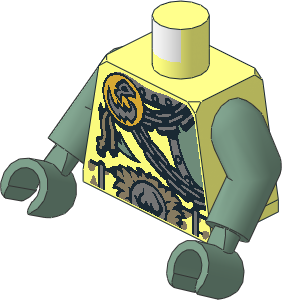 Minifig Torso with Arms and Hands with Skull Badge, Chains, Armour and Belt Pattern