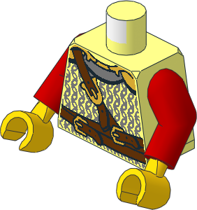 Minifig Torso with Arms and Hands with Chain Mail, Belt and Straps Pattern