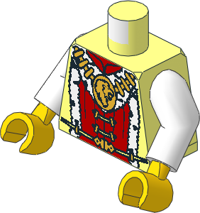 Minifig Torso with Arms and Hands with Lion Head Medallion and Fur Trim Pattern