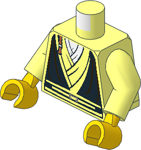 Minifig Torso with Arms and Hands with SW Layered Shirt, Black Vest and Braid Pattern