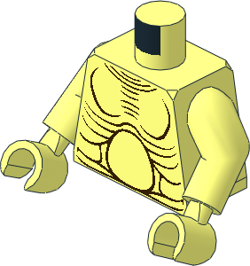 Minifig Torso with Arms and Hands with Dark Brown Muscles and Belly Pattern