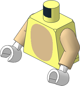 Minifig Torso with Arms and Hands with Tan Oval and Black Spines and Tail Pattern