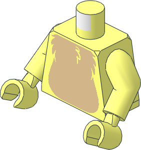 Minifig Torso with Arms and Hands with Tan Chest and Black and White Tail to the Left Pattern
