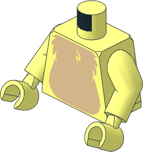 Minifig Torso with Arms and Hands with Tan Chest and Black and White Tail to the Right Pattern