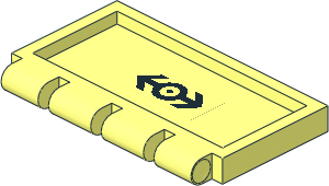 Hinge Tile  2 x  4 with Ribs with Black Train Logo Small Sticker on Bottom