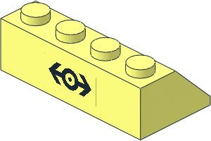 Slope Brick 45  2 x  4 with Black Train Logo Sticker on Back Side