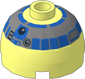 Cylinder  2 x  2 with Dome Top with SW Blue/Silver R2 Pattern