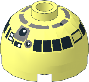 Cylinder  2 x  2 with Dome Top with SW Silver/Black R2 Pattern