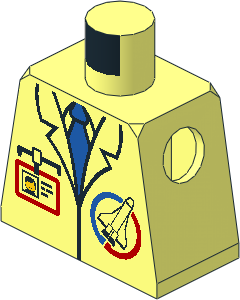 Minifig Torso with Launch Command Logo, Blue Tie and ID Badge Pattern