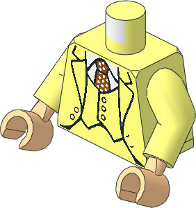 Minifig Torso with Arms and Hands with Three Piece Suit over Dark Orange Polka Dot Tie Pattern