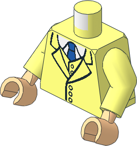 Minifig Torso with Arms and Hands with Buttoned Three Piece Suit and Blue Tie Pattern