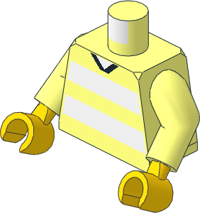 Minifig Torso with Arms and Hands with Soccer Team White Stripes and White # 7 Pattern