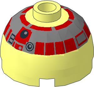 Cylinder  2 x  2 with Dome Top with SW Red/Silver R2 Pattern