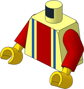 Minifig Torso with Arms and Hands with Soccer Team Red/Blue Stripes and Red #10 Pattern