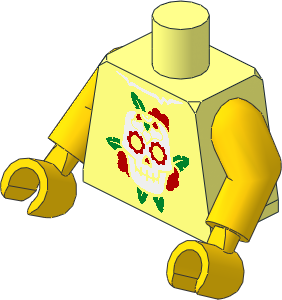 Minifig Torso with Arms and Hands with Skull and Red Roses Pattern