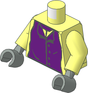 Minifig Torso with Arms and Hands with HP Purple Greatcoat with Dark Grey Border Pattern