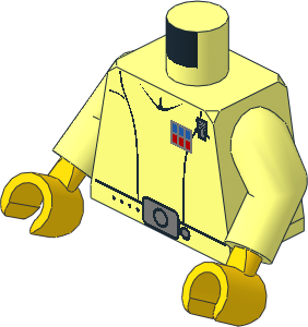 Minifig Torso with Arms and Yellow Hands with SW Imperial Officer (Captain) Pattern