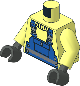 Minifig Torso with Arms and Hands with Blue Construction Overalls and Silver Belt Pattern