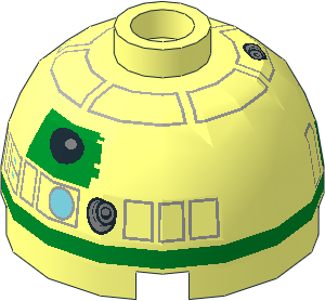 Cylinder  2 x  2 with Dome Top with SW Green/Grey R2-A5 Pattern