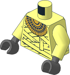 Minifig Torso with Arms and Hands with Bandage and Gold Necklace Pattern