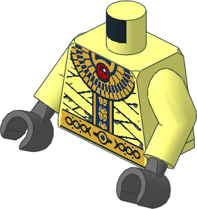 Minifig Torso with Arms and Hands with Bandage, Gold Necklace and Gold Belt Pattern