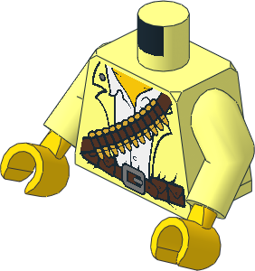 Minifig Torso with Arms and Hands with Waistcoat, White Shirt and Bandolier Pattern