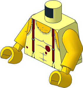 Minifig Torso with Arms and Hands with Tank Top, Braces & Yellow Skin Pattern